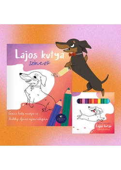 Lajos kutya-színező színesceruza-készlettel
